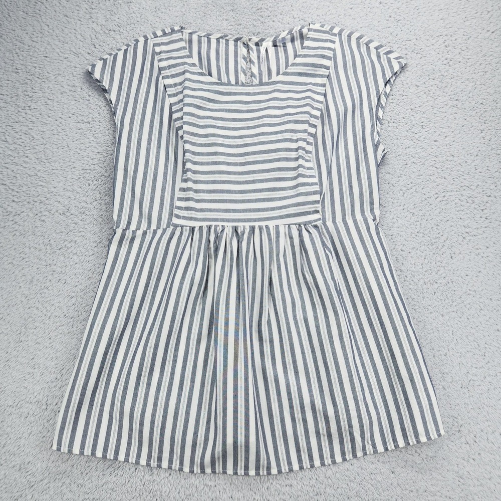 Seraphine Maternity Tunic Blouse Womens 8 Blue White Stripe Nursing Belted NEW